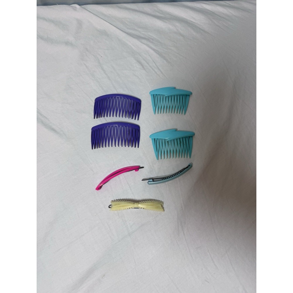 Vintage Goody Hair Comb Clips Lot Plastic Retro 80s 90s Multi Color 7pc